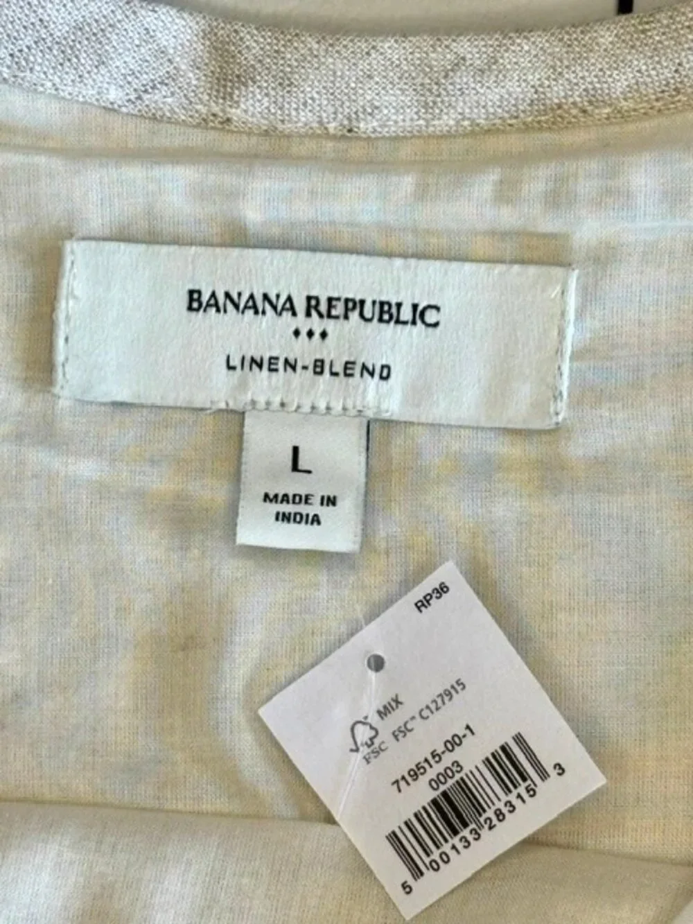 NWT Banana Republic Linen-Blend Embroidered Scoop-Neck Sleeveless Top Large Flax